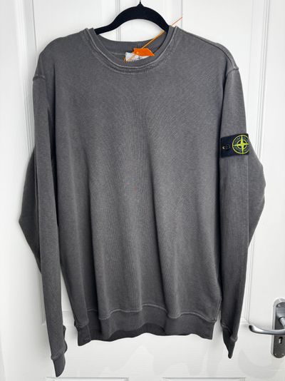 Stone Island Malfile Fleece Old Effect Grey Crew NeckSweatshirt