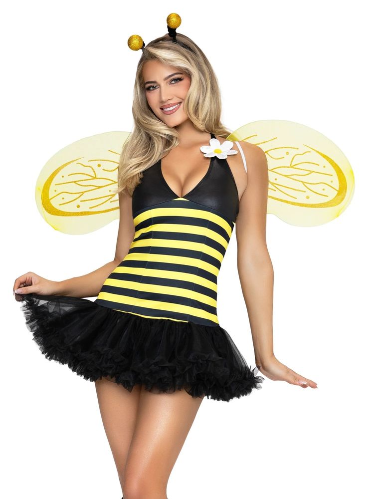 Bee Costume Dress With Wings And Leg Warmers image 3