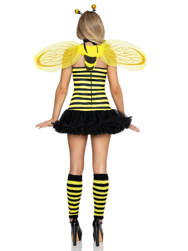 Bee Costume Dress With Wings And Leg Warmers image 4