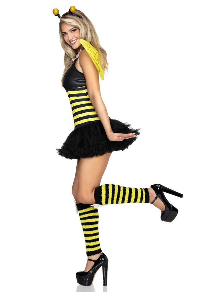 Bee Costume Dress With Wings And Leg Warmers image 2