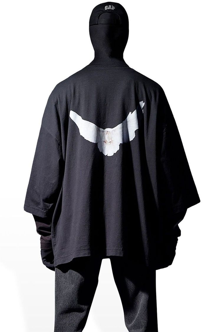 Yeezy x GAP x Balenciaga Black Dove Logo 3/4 Sleeve Oversized T-Shirt 8