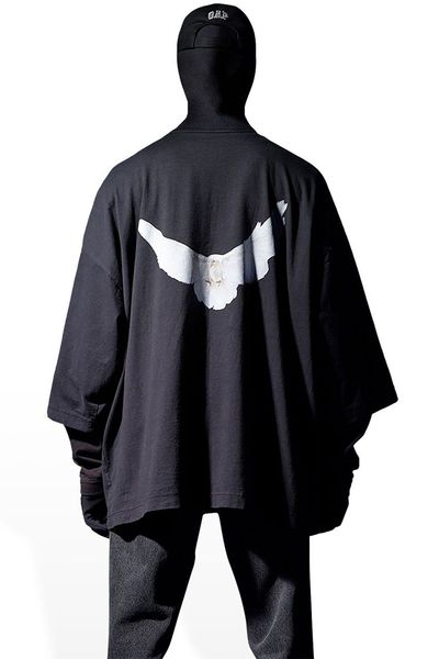 Yeezy x GAP x Balenciaga Black Dove Logo 3/4 Sleeve Oversized T-Shirt 8
