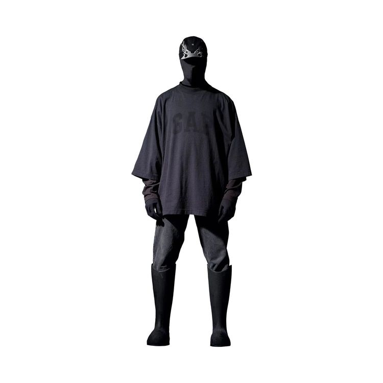 Yeezy x GAP x Balenciaga Black Dove Logo 3/4 Sleeve Oversized T-Shirt 5