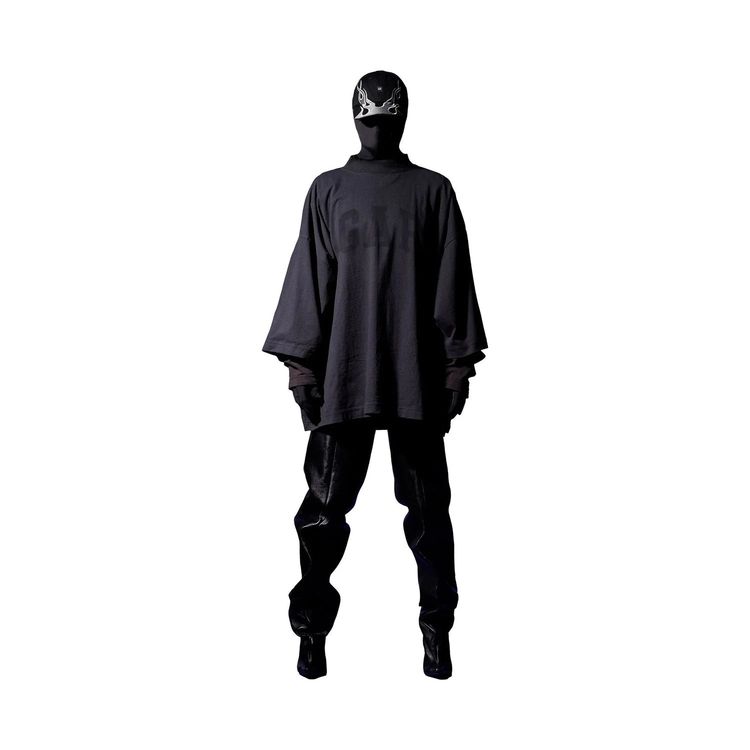Yeezy x GAP x Balenciaga Black Dove Logo 3/4 Sleeve Oversized T-Shirt 2