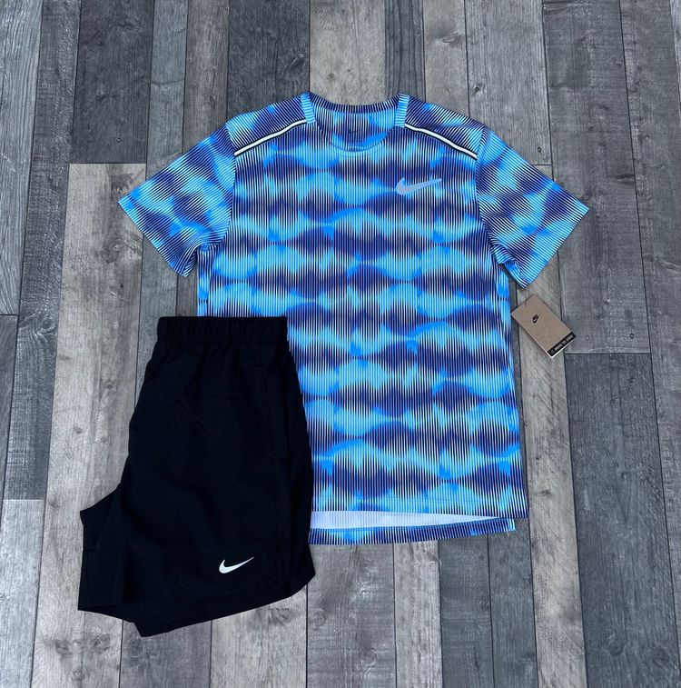 Nike Dri-Fit Festival Miler T-shirt & Short Set - ‘Baltic Blue’ - Size Medium  