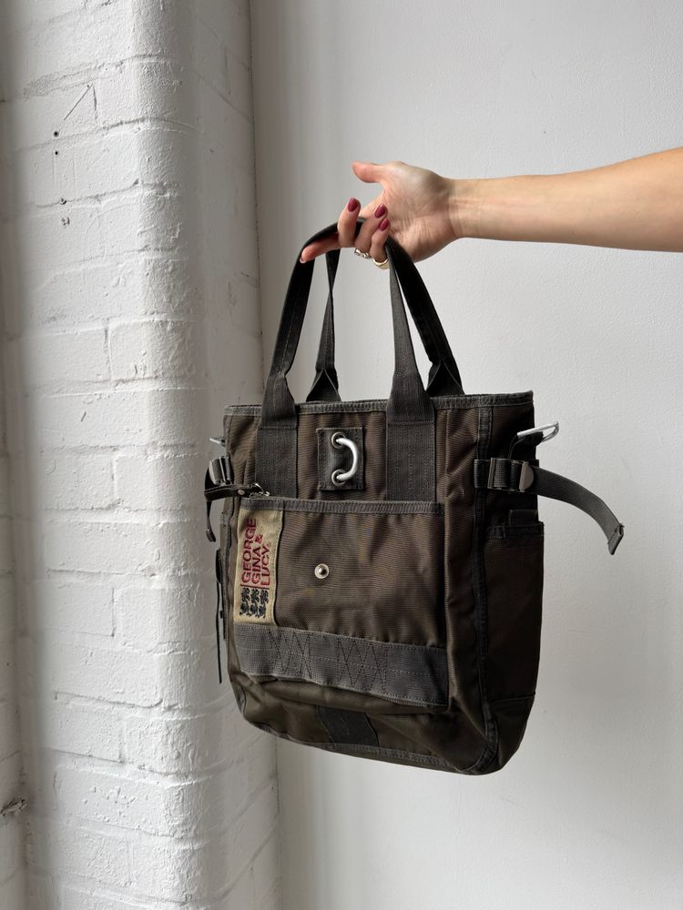 GGL Khaki Tote Bag With Multiple Pockets And Straps