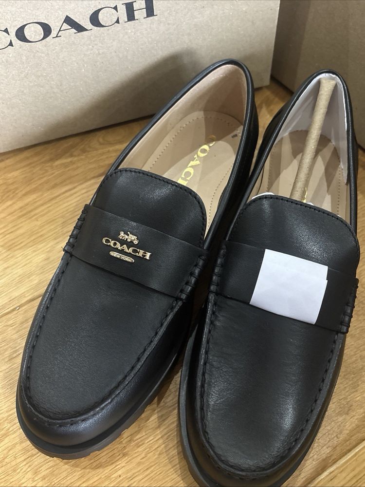 Coach Janie Leather Loafers - Black Size 5.5 EU 38 USA 7.5 BNIB imagen 1