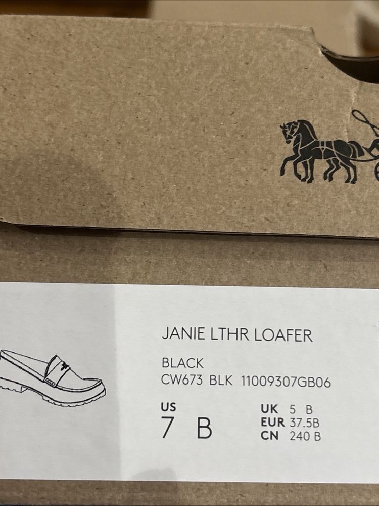 Immagine di Coach Janie Leather Loafers - Black Size 5.5 EU 38 USA 7.5 BNIB 6
