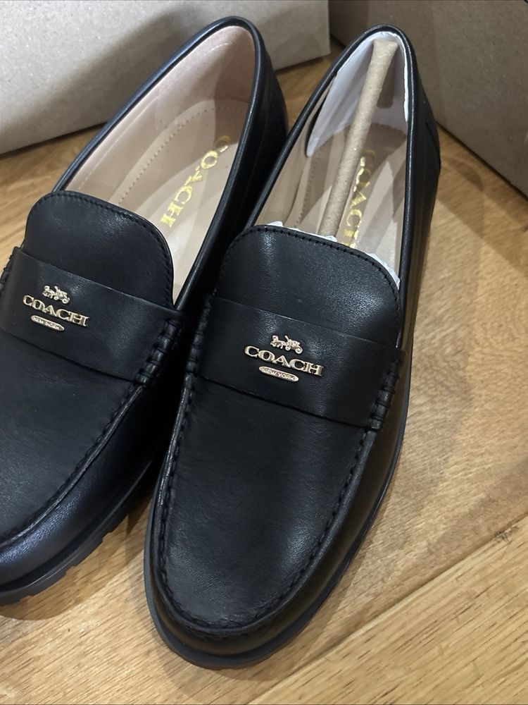 Immagine di Coach Janie Leather Loafers - Black Size 5.5 EU 38 USA 7.5 BNIB 2