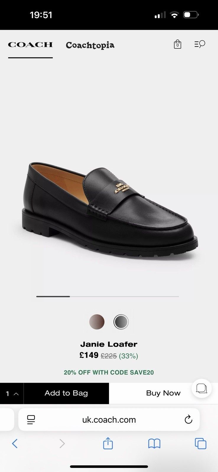 Immagine di Coach Janie Leather Loafers - Black Size 5.5 EU 38 USA 7.5 BNIB 8