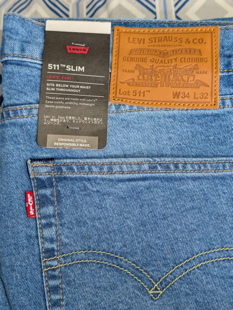 Levi'S 511 Slim Fit Jeans Light Blue W34 L32 