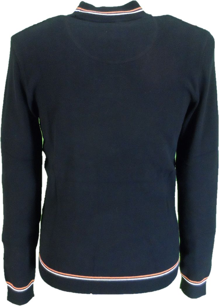 Trojan Mens Black Textured Racing Stripe Fine Gauge Turtle Neck image 2