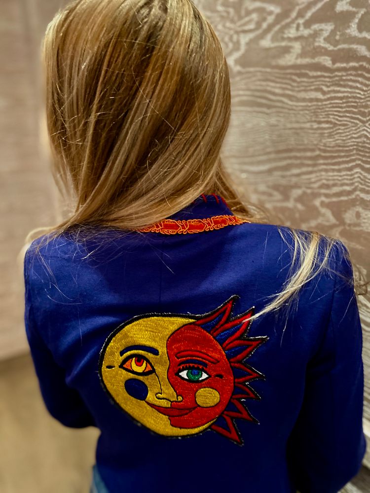 Unknown Embroidered Sun and Moon Blue Blazer Jacket product image
