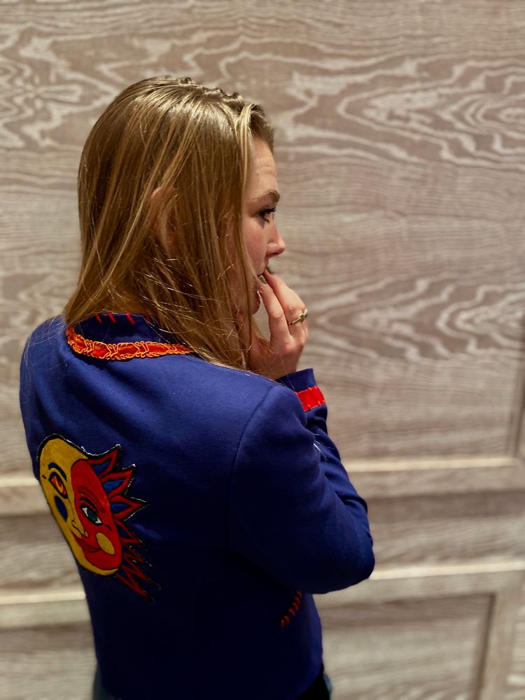 Embroidered Sun and Moon Blue Blazer Jacket 3