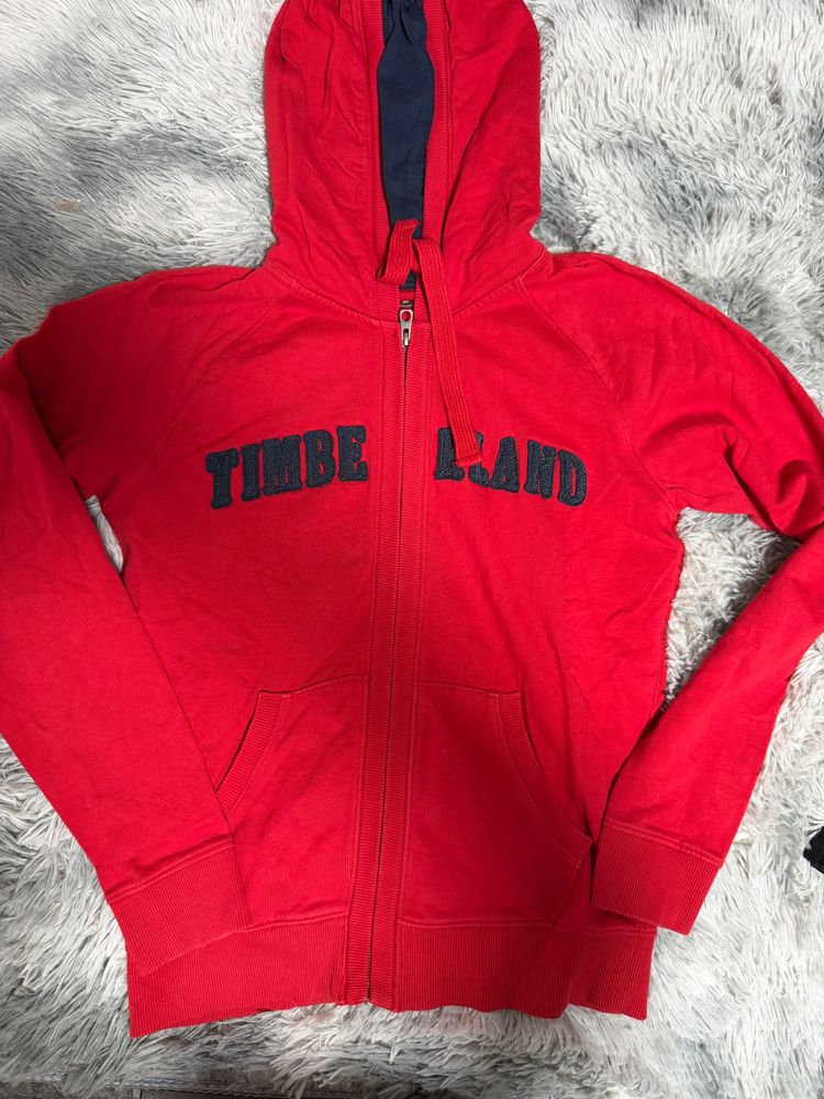 Timberland Red Zip-Up Hoodie