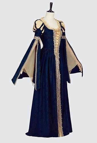 Immagine di Blue And Beige Medieval Style Dress 3