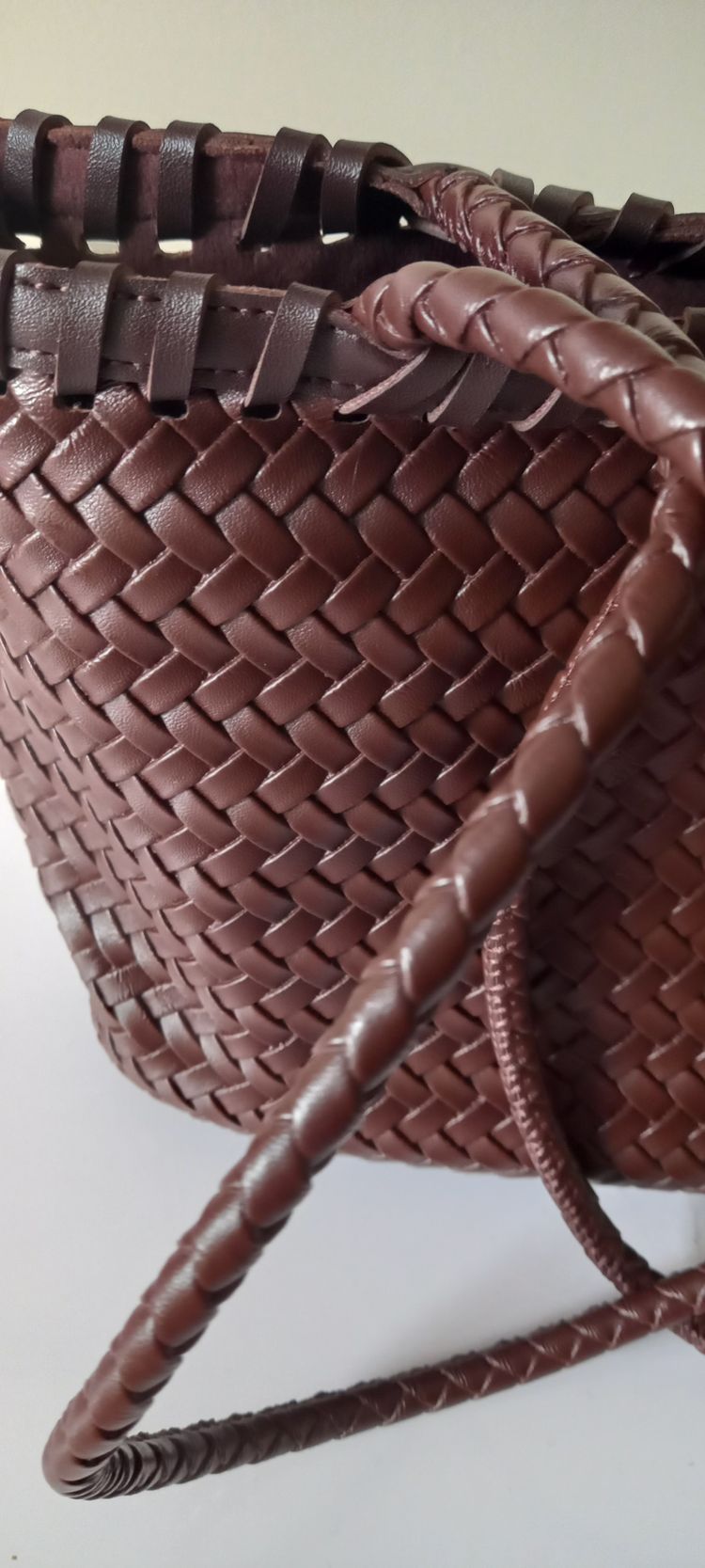 Brown Woven Handbag With Small Pouch image 3