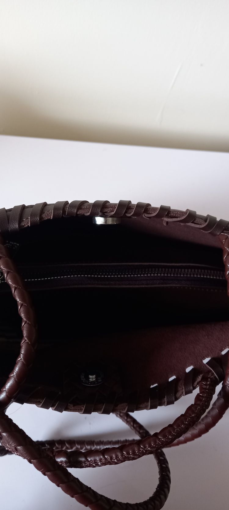 Brown Woven Handbag With Small Pouch image 2