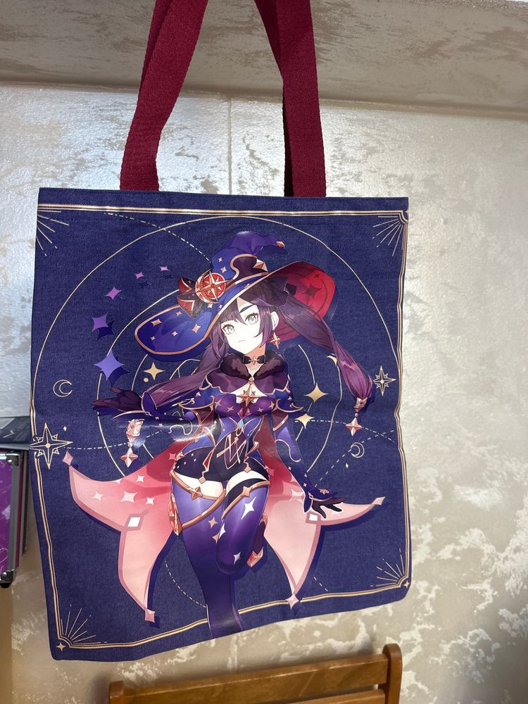 Purple Tote Bag With Anime Character Print