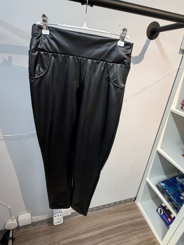Black Faux Leather Leggings - Viral and trending