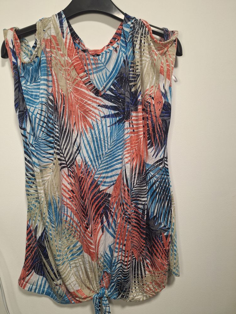 Multicolor Sleeveless Dress With Leaf Pattern 6