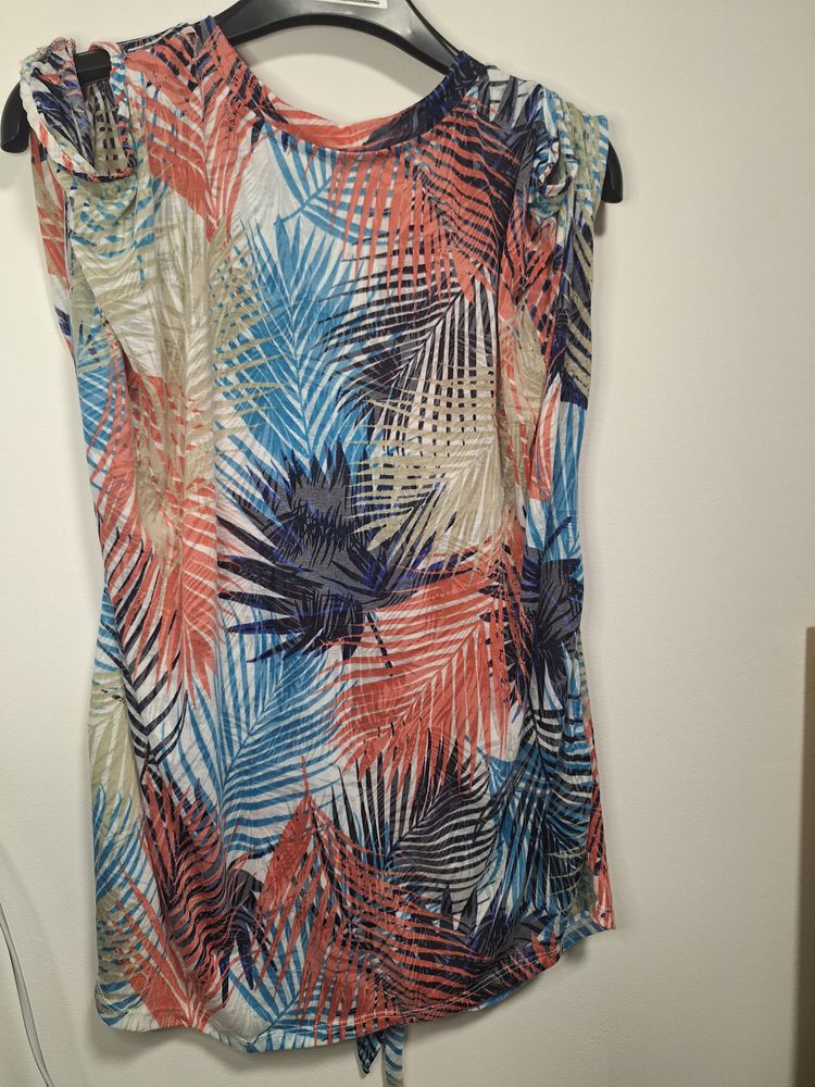 Multicolor Sleeveless Dress With Leaf Pattern 2