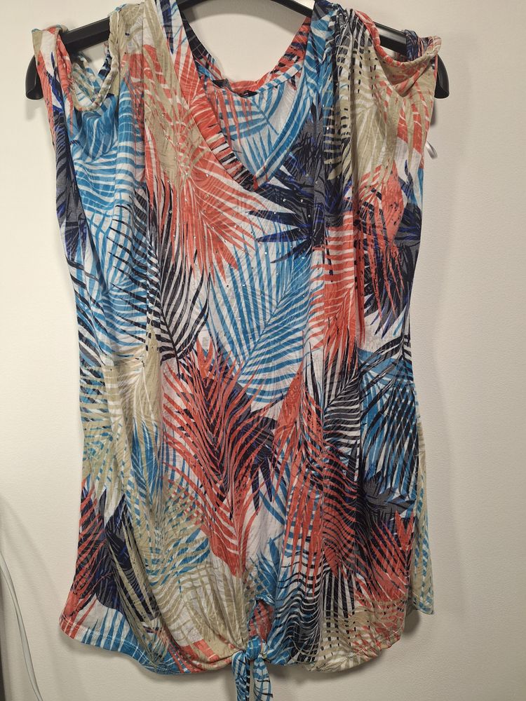 Multicolor Sleeveless Dress With Leaf Pattern 5