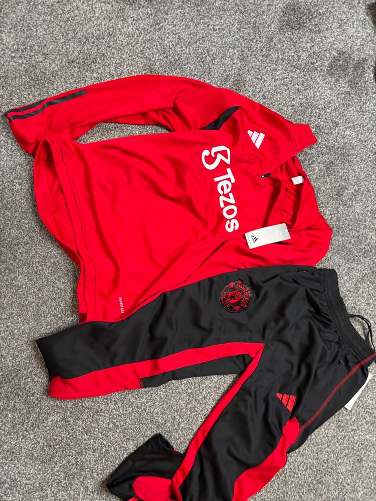 Adidas Red And Black Sports Tracksuit