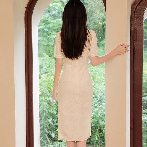 Cream Traditional Chinese Dress imagen 4