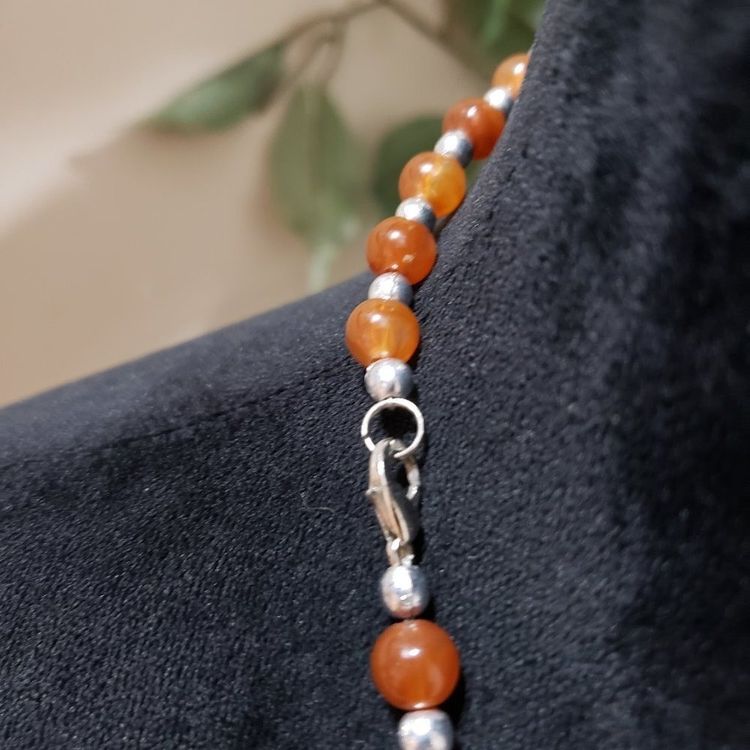 Beaded Necklace With Orange And Silver Beads