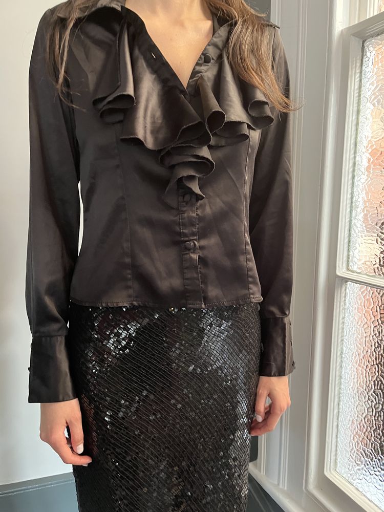 Other Black Ruffled Blouse And Black Sequin Skirt product image