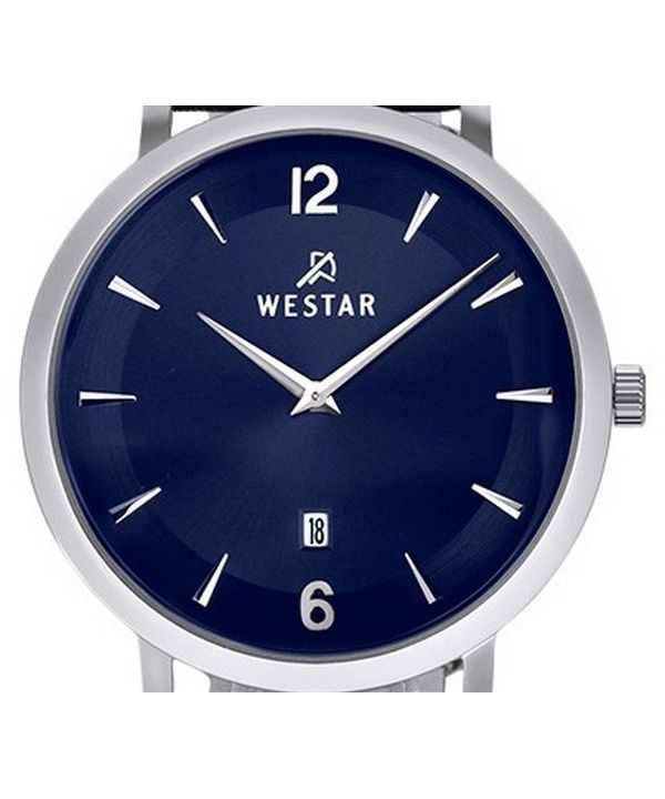 Westar Profile Leather Strap Blue Dial Quartz 50219STN104 Mens Watch image 4