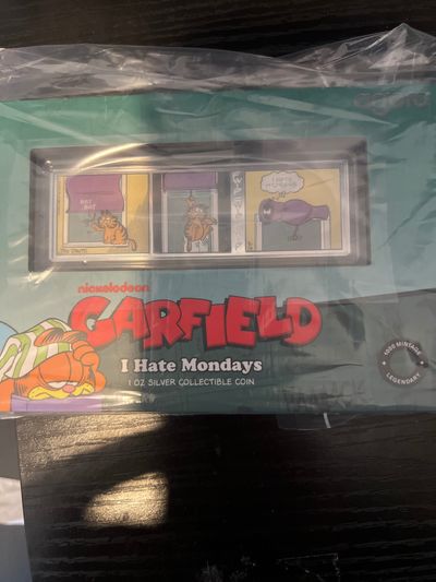 Garfield I Hate Mondays 1 Oz Silver Collectible Coin