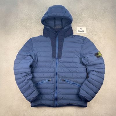 Stone Island Loom Woven Down Chambers Stretch Nylon-TC Puffer Jacket in Blue