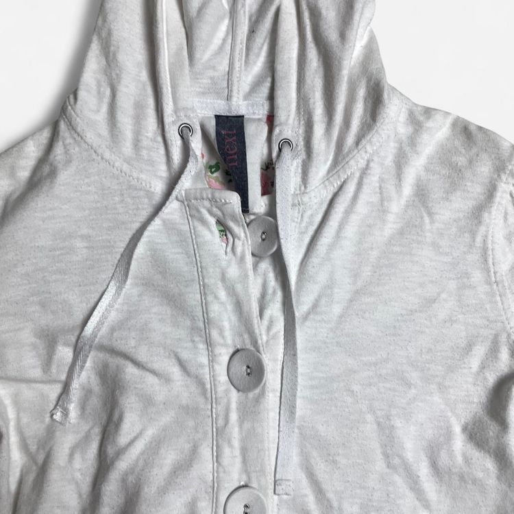White Hooded Button-Up Cardigan 3
