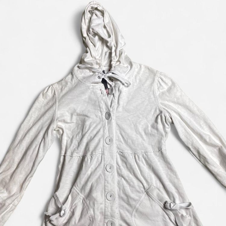 White Hooded Button-Up Cardigan 4