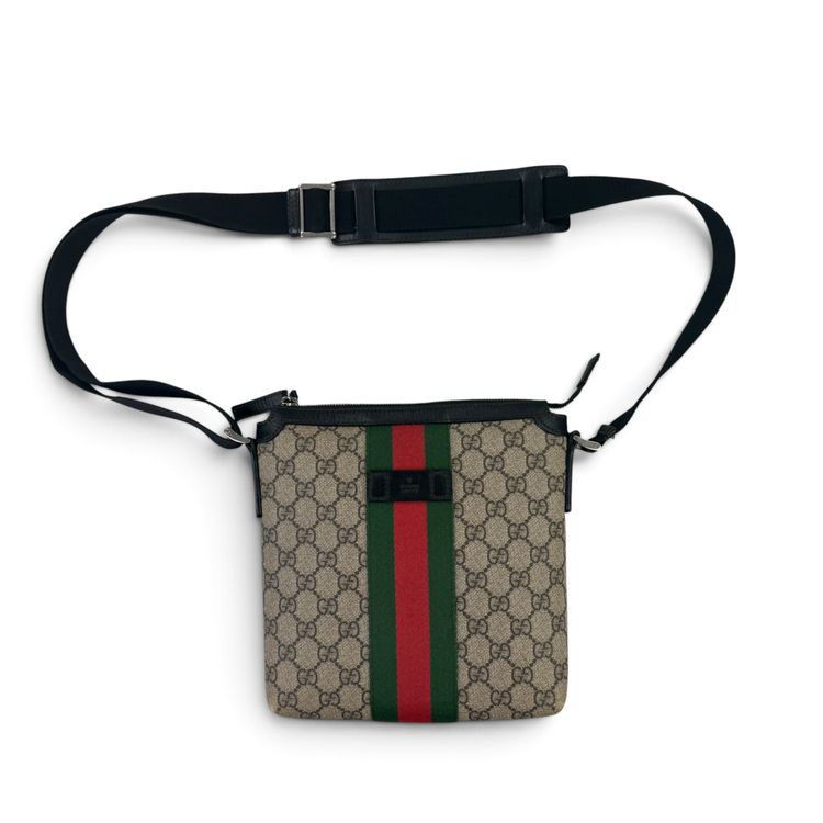 Gucci Men’s Flat GG Supreme Web Beige Messenger Bag image 2