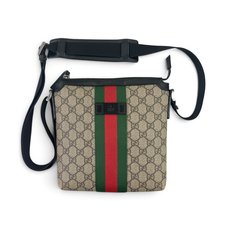 Gucci Men’s Flat GG Supreme Web Beige Messenger Bag image 8