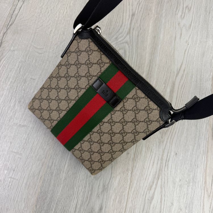 Gucci Men’s Flat GG Supreme Web Beige Messenger Bag image 7