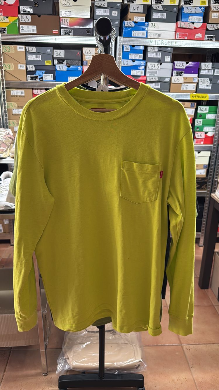 Supreme L/S Pocket Tee Heather Lime - FW19