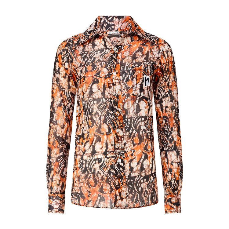 1970s Paco Rabanne Brown and Orange Boutique Print Shirt image 1