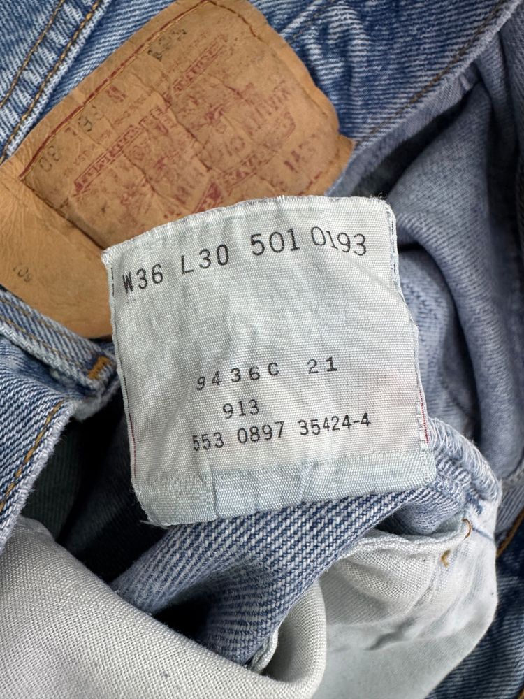 Levi's 501 Made In USA W36 L30 vintage anni 90' levis denim jeans obraz 4