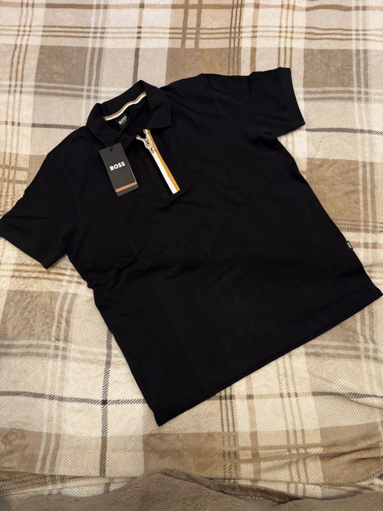 Boss Black Polo Shirt With Zipper