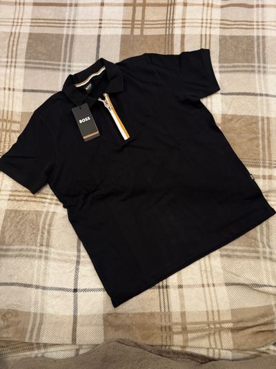 Boss Black Polo Shirt With Zipper