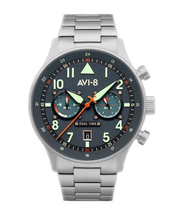 Immagine del prodotto Other AVI-8 Hawker Hurricane Carey Dual Time Gutersloh Stainless Steel Blue Dial Quartz AV-4088-22 Men's Watch