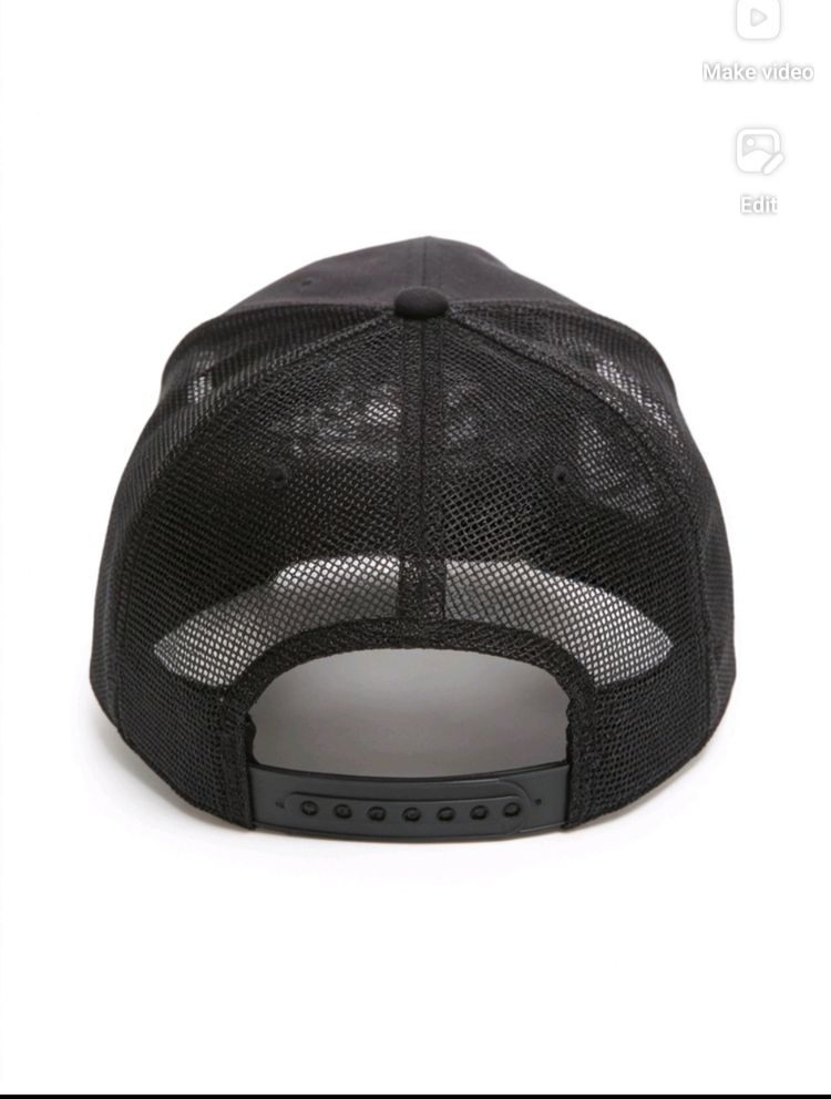 Black Snapback Cap With Mesh Back 3