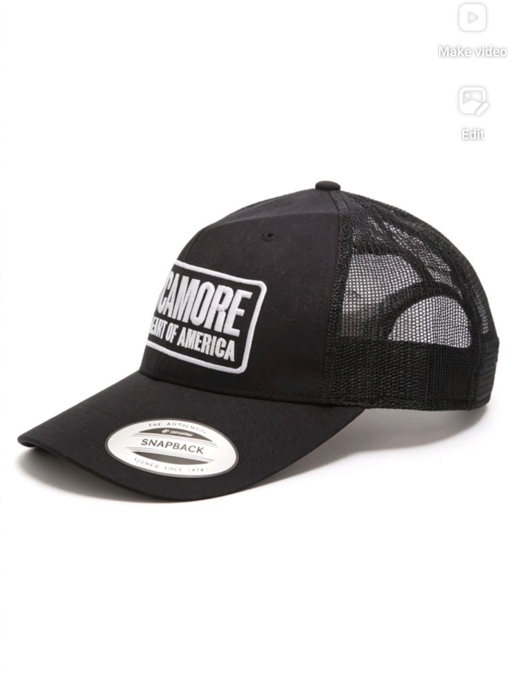 Black Snapback Cap With Mesh Back 2