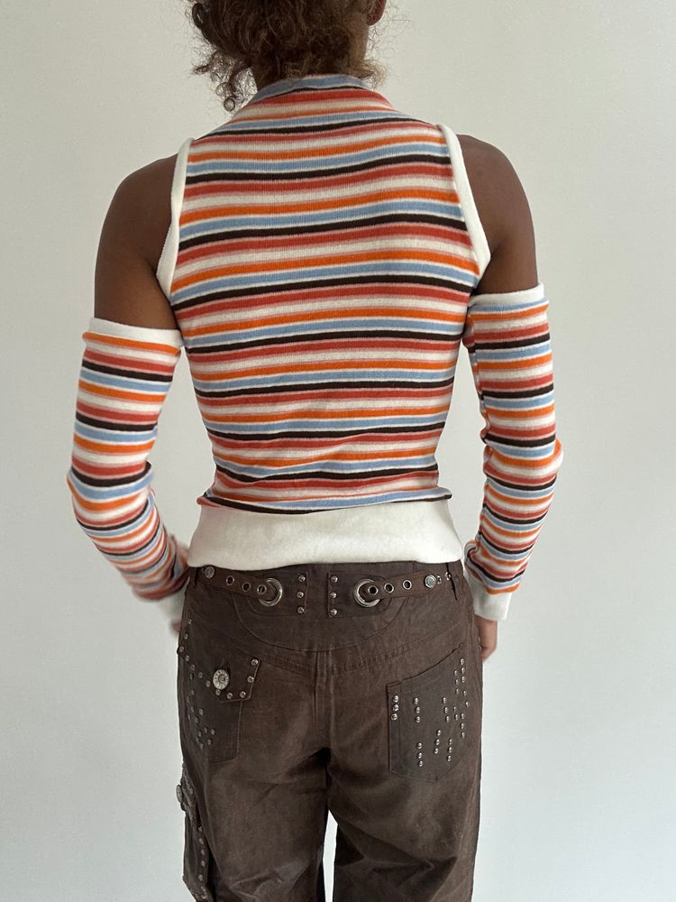 autumn picks | small orange striped top with detached sleeves image 4
