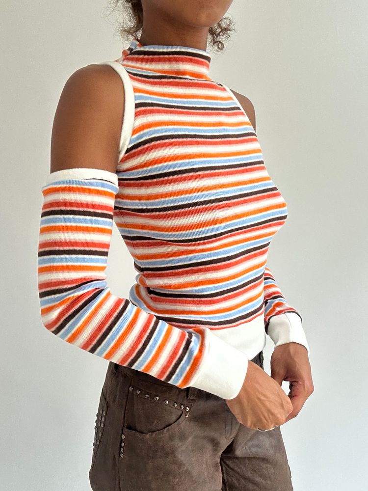 autumn picks | small orange striped top with detached sleeves image 5