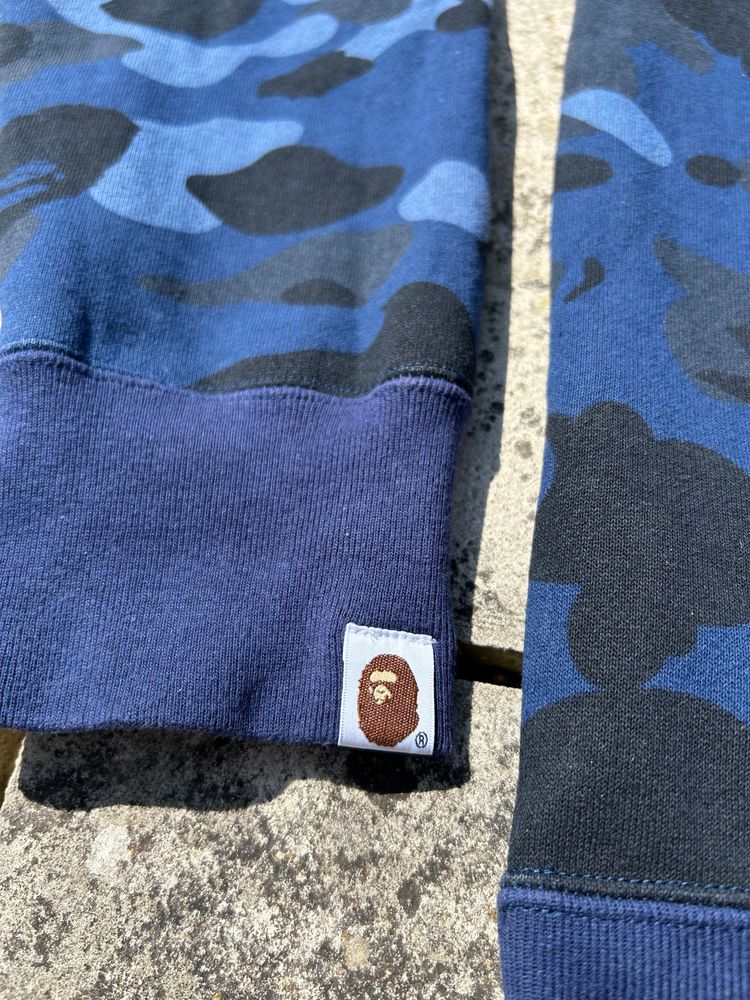 A Bathing Ape Blue Camo Shark Zip-Up Sweatshirt - Size Medium image 6